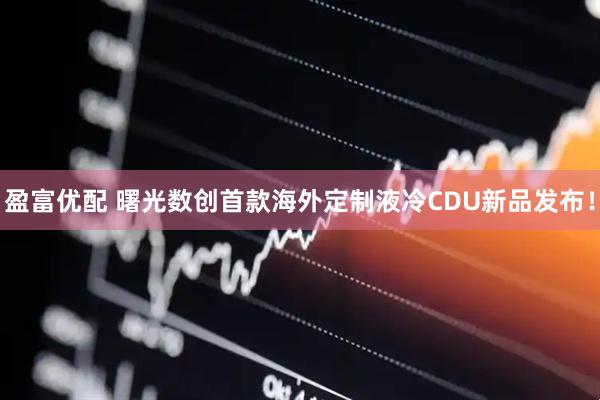盈富优配 曙光数创首款海外定制液冷CDU新品发布！